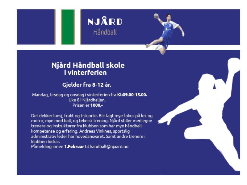 Njård Håndball skole i vinterferien 2019